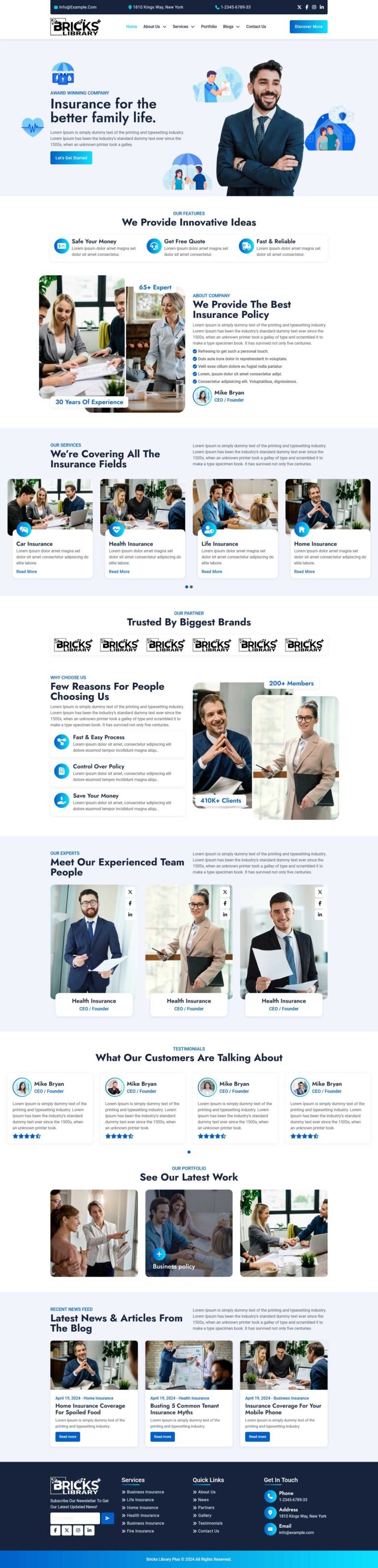 Bricks Insurance Agency Template Pack