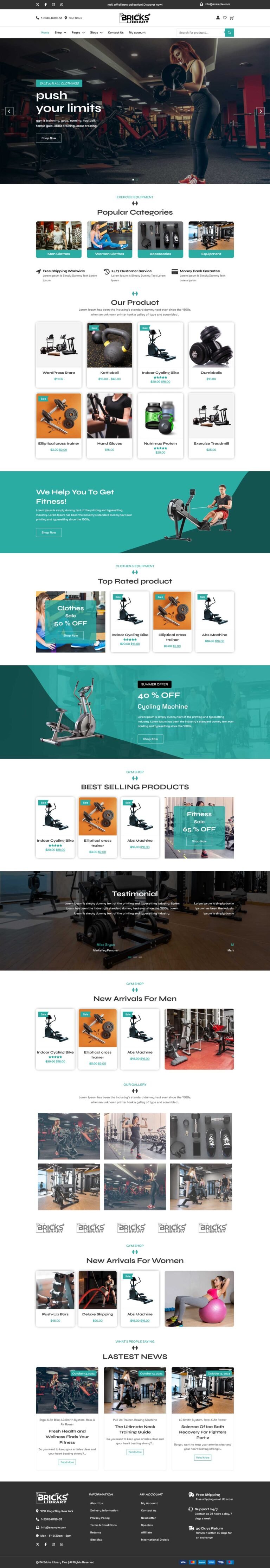 Bricks Gym Fitness Shop Template Pack