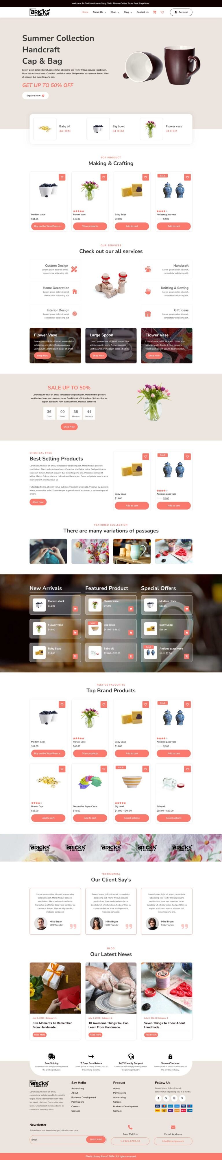 Bricks Handmade Shop Template Pack