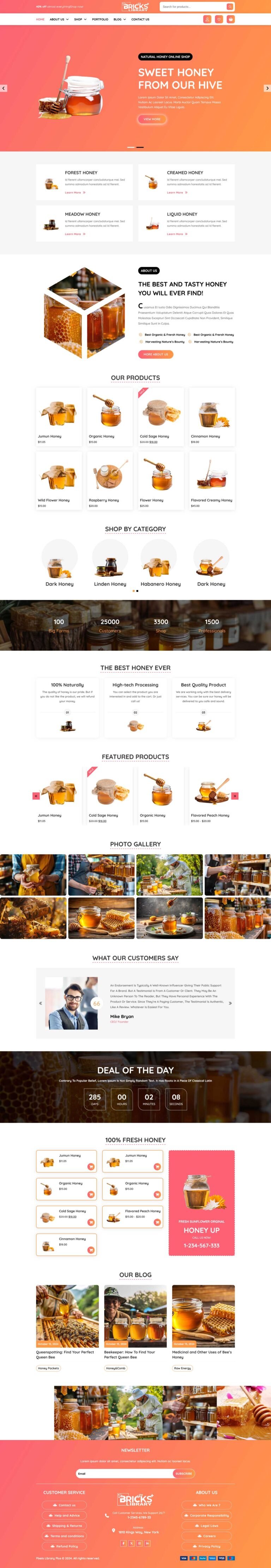 Bricks Honey Shop Template Pack