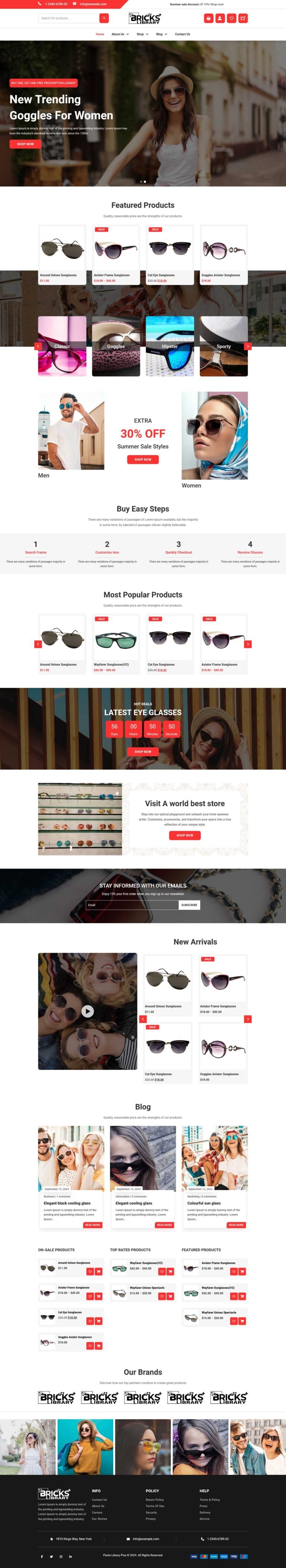 Bricks Sunglasses Shop Template Pack